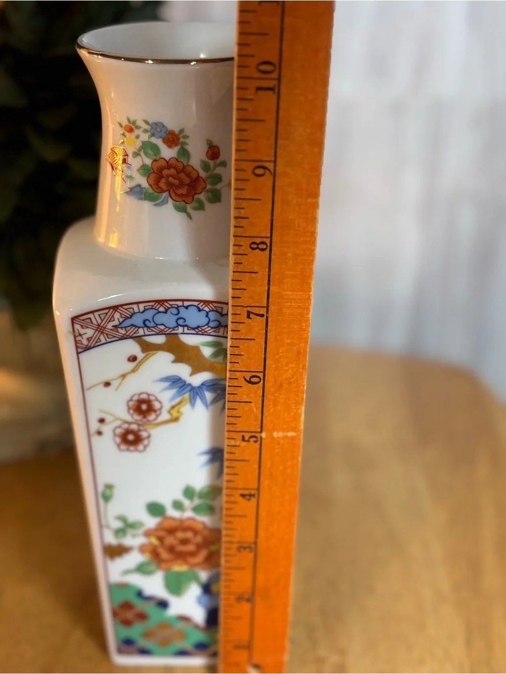 Vintage Miyako Imari Ware Handcrafted Porcelain Square Vase Excellent Condition